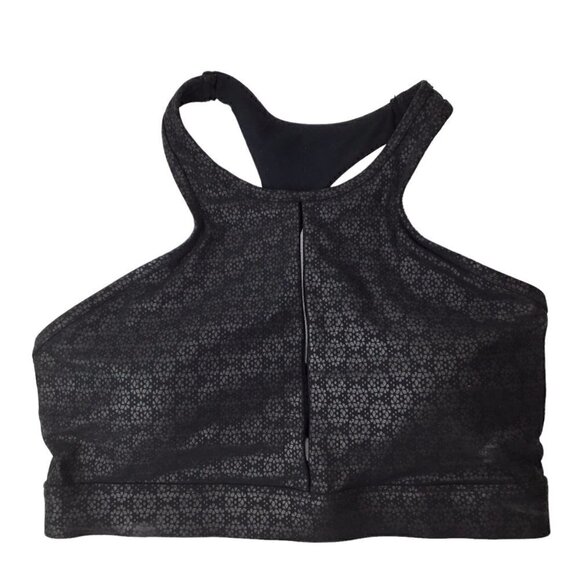 Zyia Active Flower Power Sports Bra Size M Black Floral High Neck Removable Pads - Picture 6 of 9